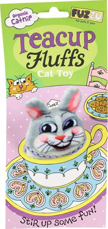 Bunny Tea Cup Fluffs Series Catnip Toy Medium Gray