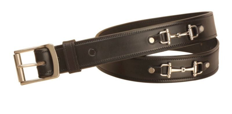 Tory Nickel Snaffle Bit Leather Belt 30 Black