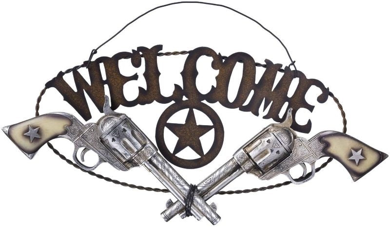 Welcome Pistols Sign