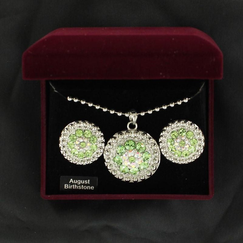 August Birthstone Concho Necklace and Earrings Set