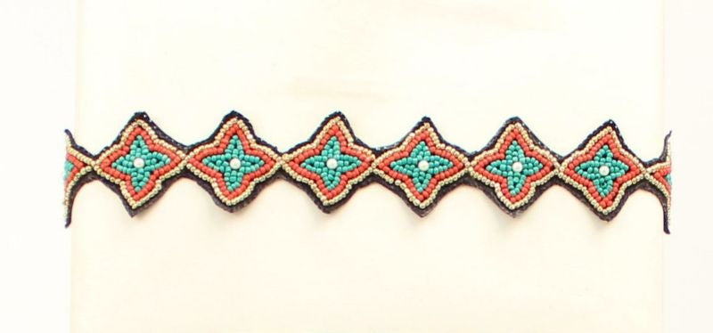 Fashion Seed Bead Headband Green/Red