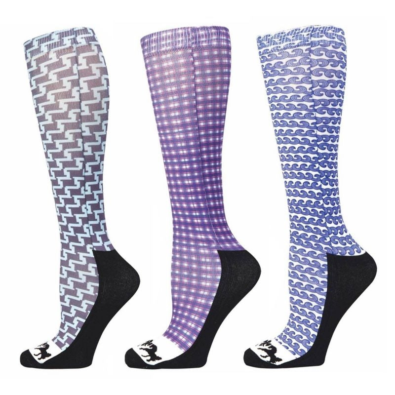 Equine Couture Lola Padded Boot Socks - 3 Pack Blu