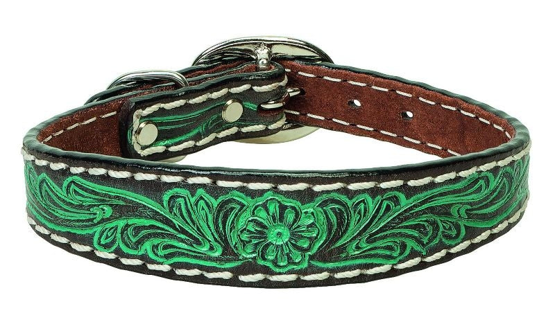 Weaver Carved Turquoise Flower Dog Collar