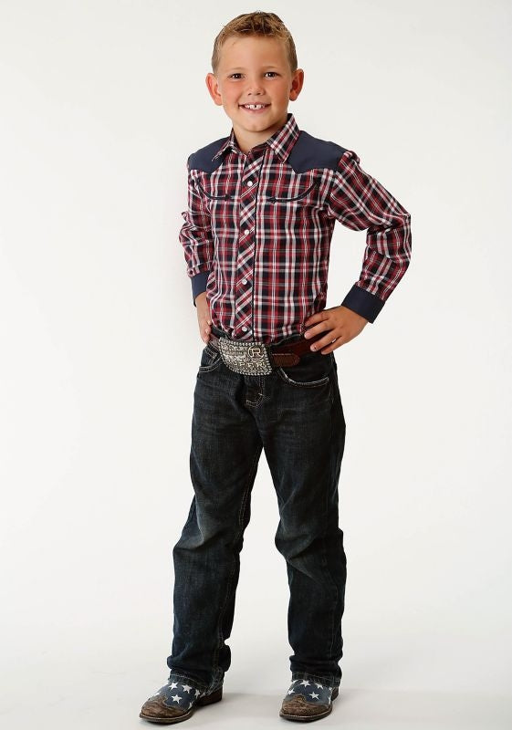 Roper Boys Retro Contrast Shirt XS Patriotic Plaid