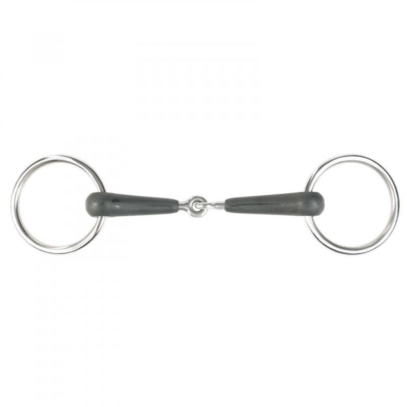 Horze Loose Ring Jointed Rubber Bit 4 in Black