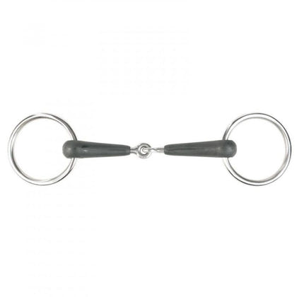 Horze Loose Ring Jointed Rubber Bit 4 in Black