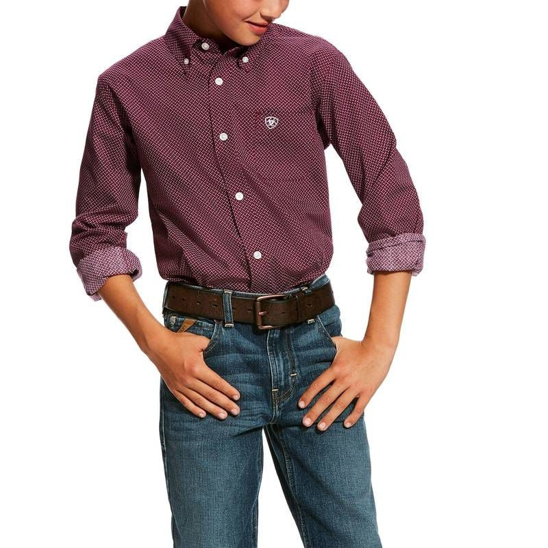 Ariat Kids Dalazar Print Shirt Small Purple Dahlia