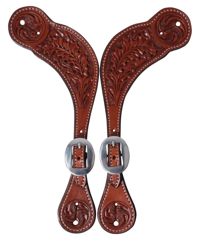 Professionals Choice Oak Tooled Spur Straps Mens P
