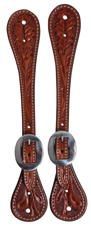 Professionals Choice Oak Tooled Spur Straps Mens P