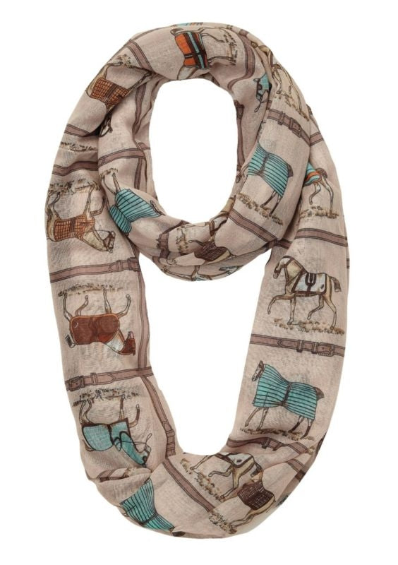Kelley Horses in Blankets Infinity Scarf 20" x 70"