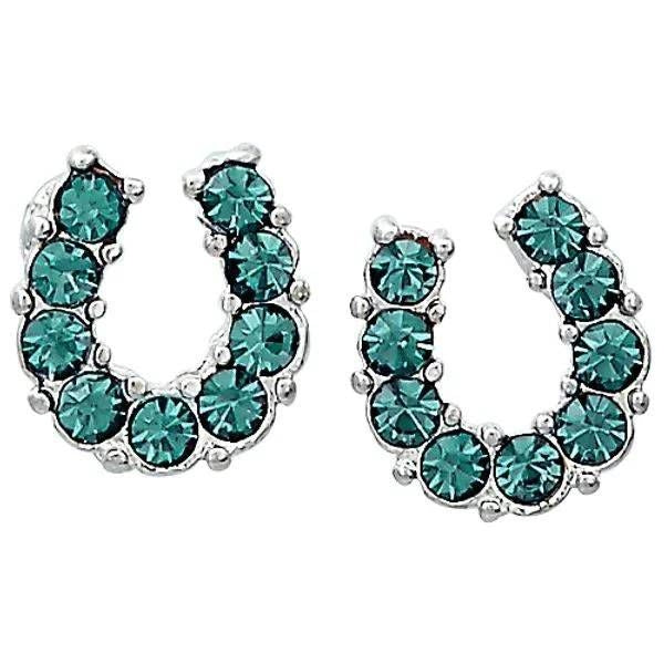 AWST Int'l Rhinestone Horseshoe Earrings with Horse H