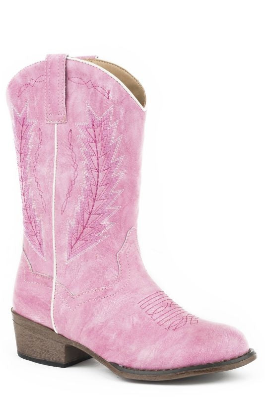 Roper Metallic Zebra Square Toe Western Boots-Kids