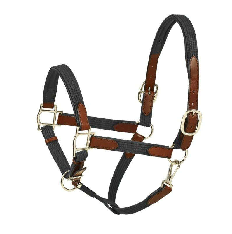 HK Americana Leather Padded Web Halter Full Black/