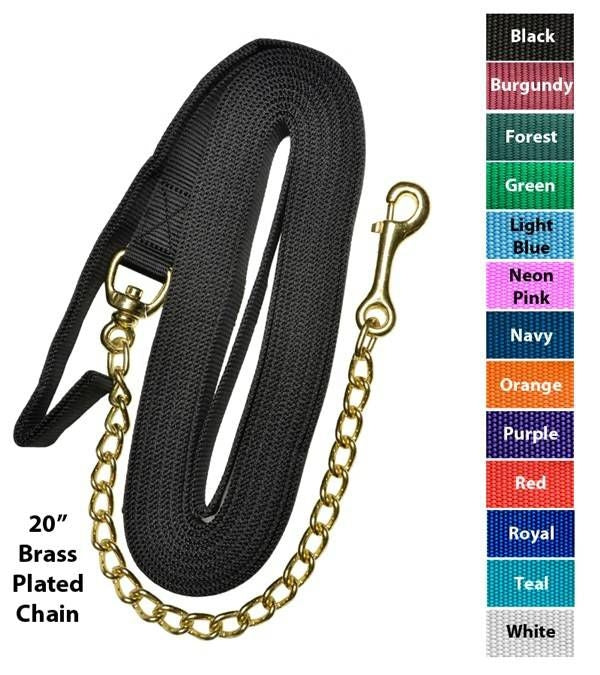 Jacks Nylon Lunge Line with 20" Brass Plated Chain