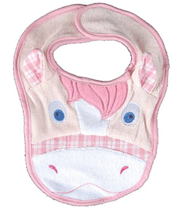Jacks Horsey Baby Bib One Size Pink