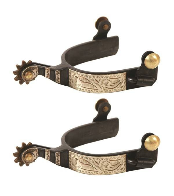 Jacks Mens Roping Spurs Sold in Pairs Black Steel