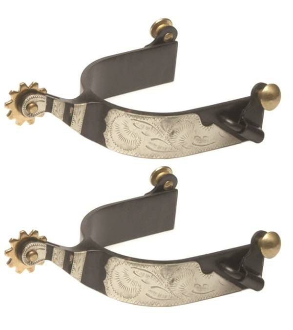 Jacks Roping Spurs with Engraved German Silver Tri