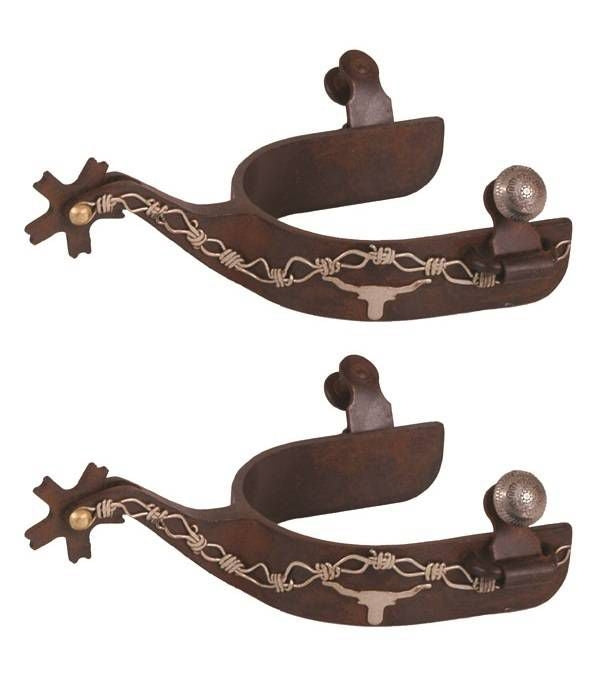 Jacks Spurs with German Silver Longhorn/Barbwire T
