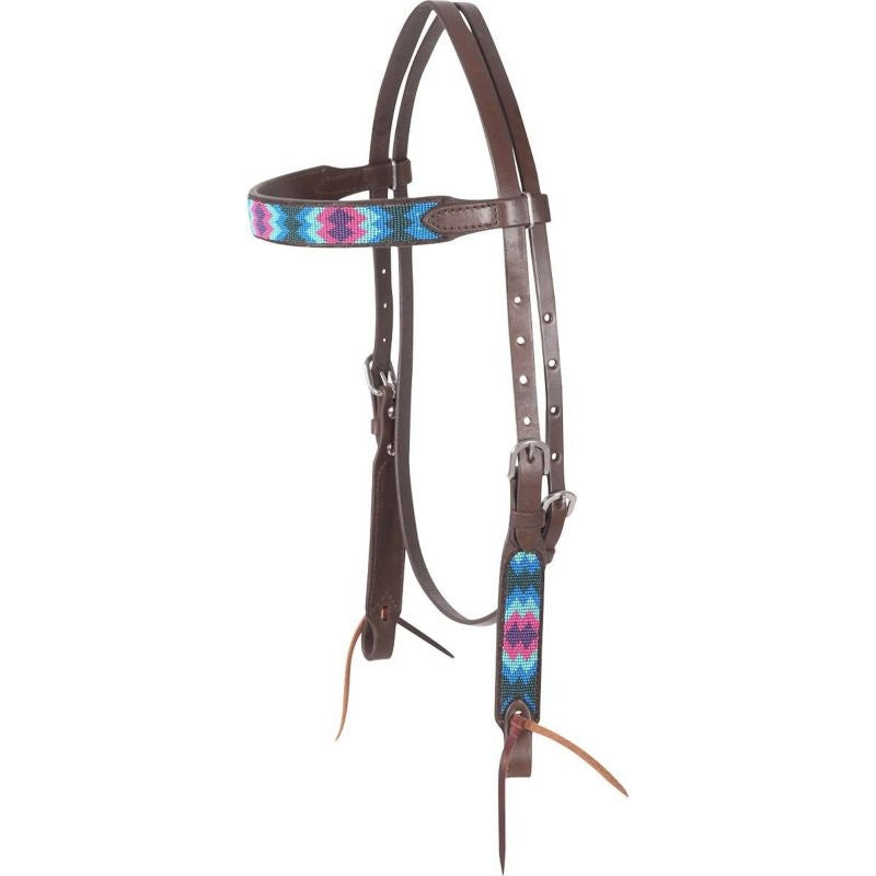 Cashel Beaded Browband Headstall - Ruidoso Chocola