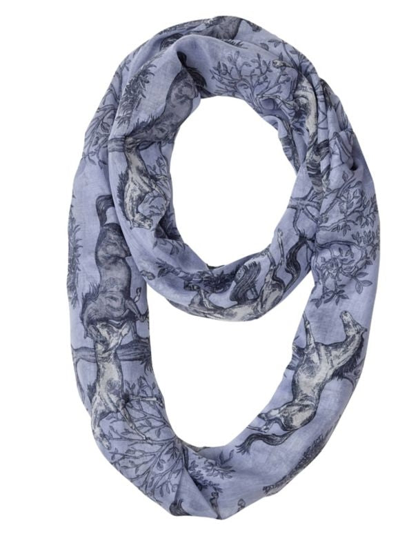 Kelley Ladies Blue Toile Infinity Scarf 20" x 70"