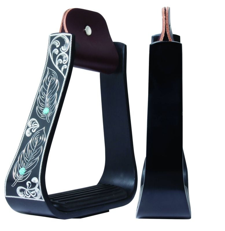 Professionals Choice Turquoise Feather Stirrups
