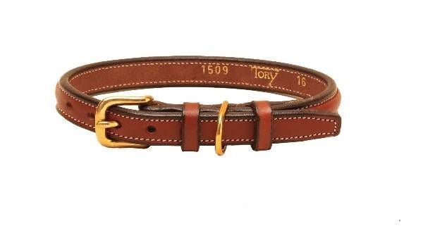 Tory Lthr Narrow Square Raised Dog Collar 22In Blk
