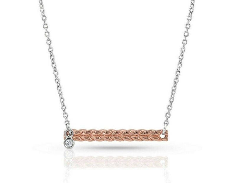 Montana Silversmiths Rose Braided Bar Necklace 19"