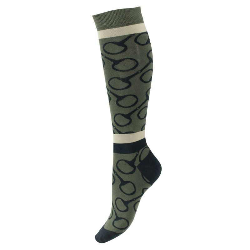 Horze Jacquard Knit Riding Knee Socks 6-7.5 Beetle