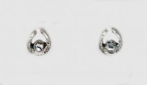 Finishing Touch Horseshoe Earrings Silver with Stones