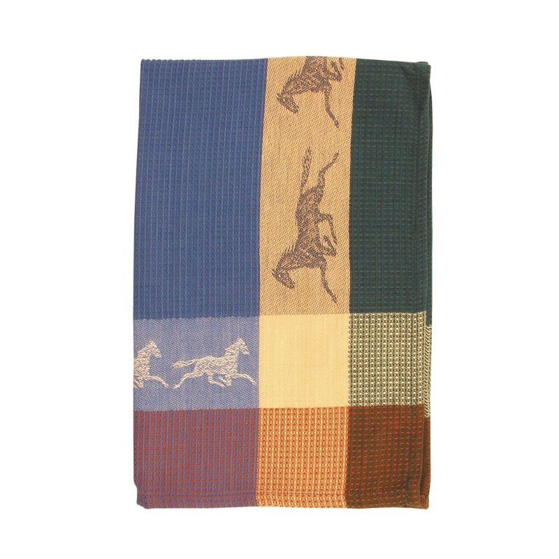 Trotting Horses Waffle Weave Kitchen Towel 28 x 20