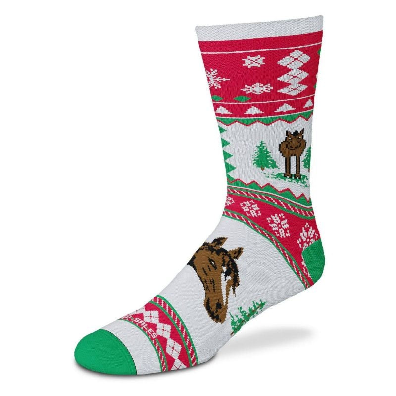 Christmas Sweater Horse Socks Adult Red/Green