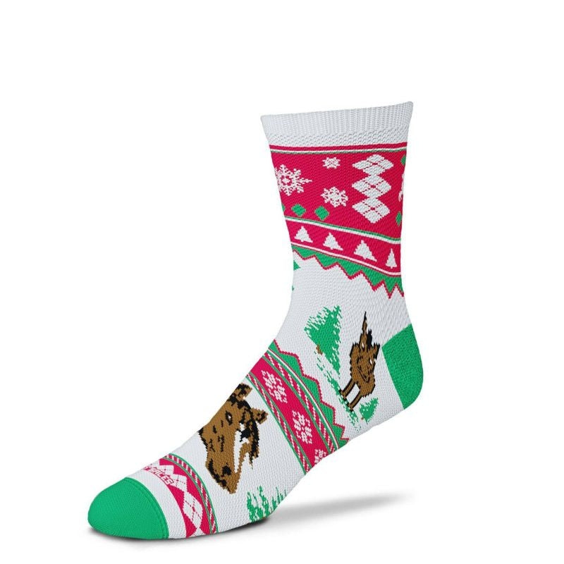 Christmas Sweater Horse Socks Adult Red/Green