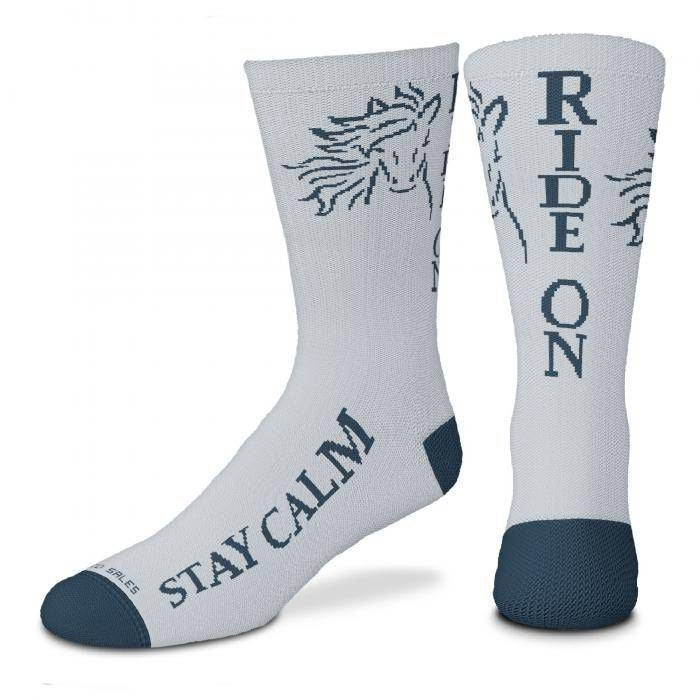 Stay Calm Ride On Crew Length Socks