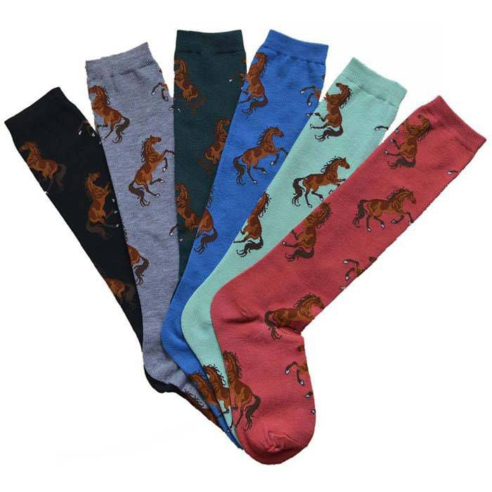 Kelley Ladies Bay Horses Tall Sock - 6-pack Womens