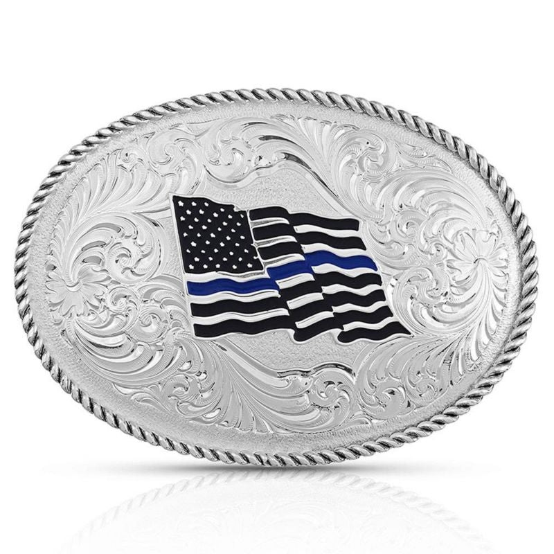 Montana Silversmiths Thin Blue Line Flag Buckle