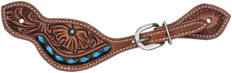 Tough1 Turquoise Buckstitch Spur Strap Horse Medi