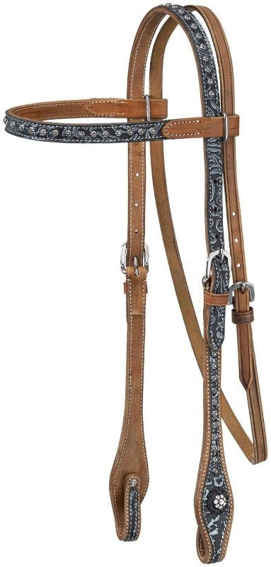 Tough-1 Onyx Brow Headstall Horse Black