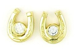 Finishing Touch Horseshoe/Bezel Stone Earring Gold