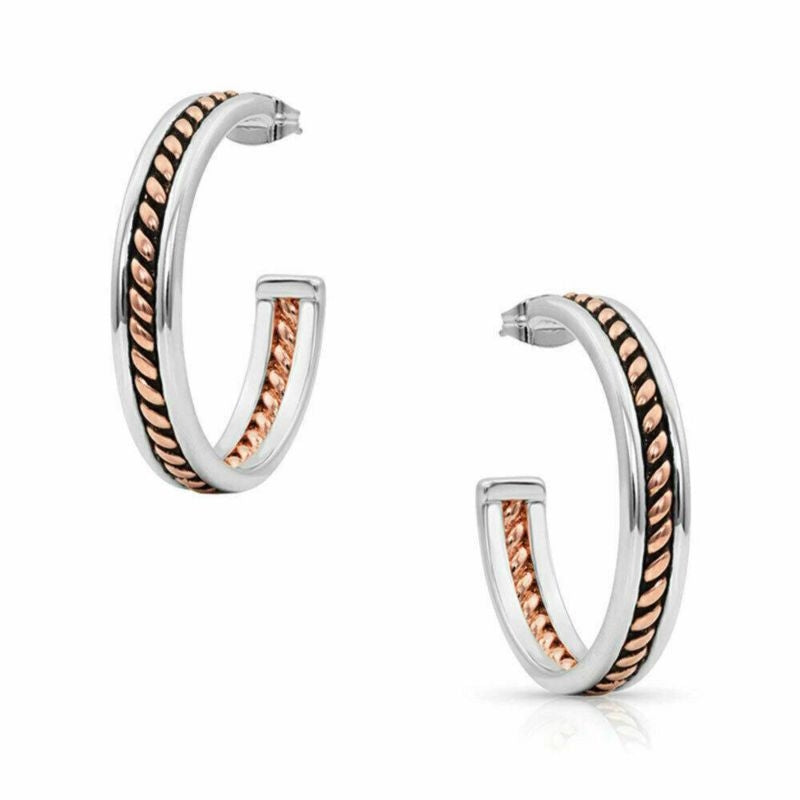 Montana Silversmiths Inside Rope Hoop Earrings Sil