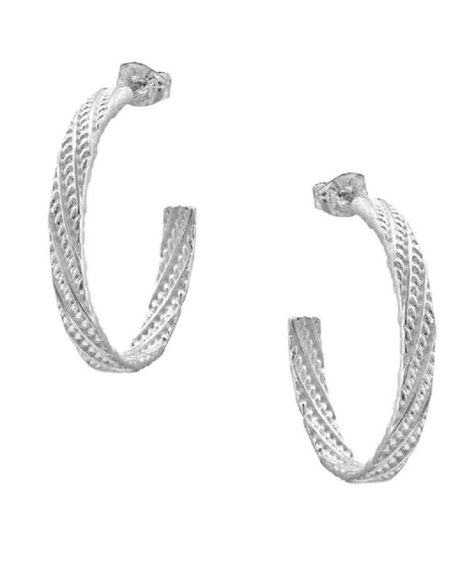 Montana Silversmiths Rippled Rope Hoop Earrings