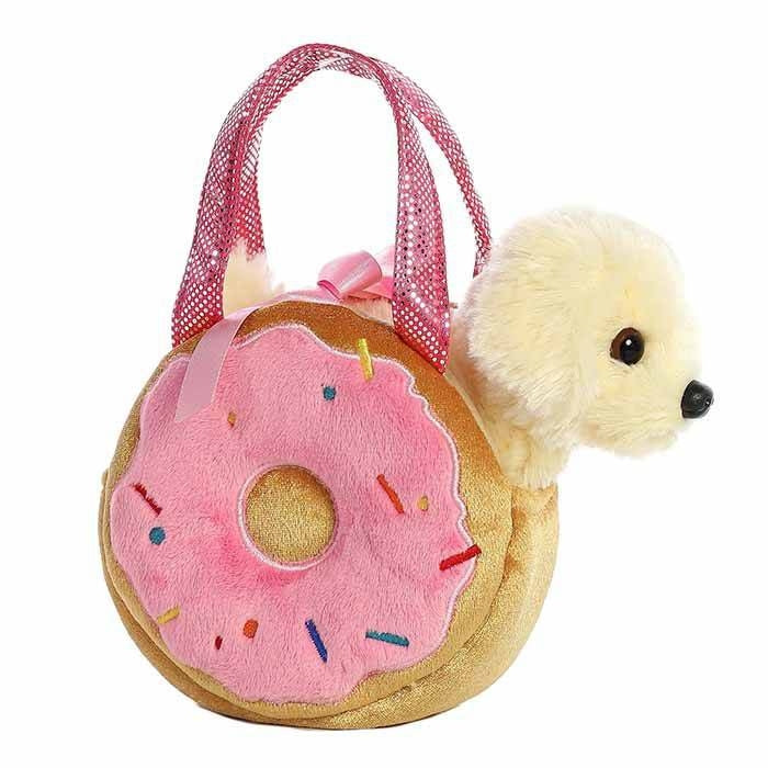 Plush Puppy In Donut Purse