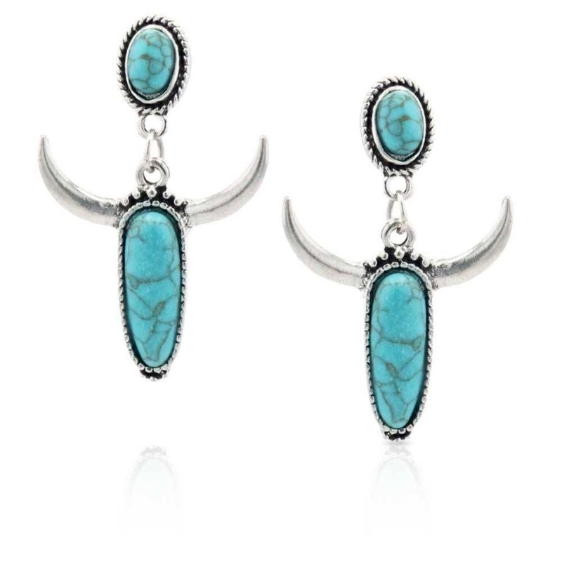 Montana Silversmiths Turquoise Steer Attitude Earr