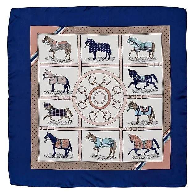 AWST International Horses In Blankets Satin Scarf