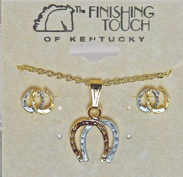 2-Tone Horseshoe Gift Set 18in Gold/Silver