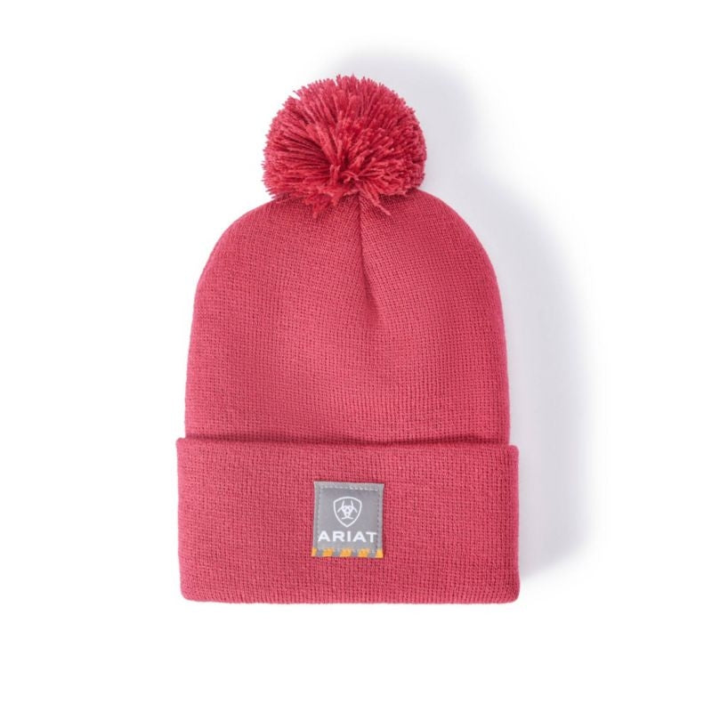 Ariat Ladies Rebar Pom Beanie Crab Apple One Size