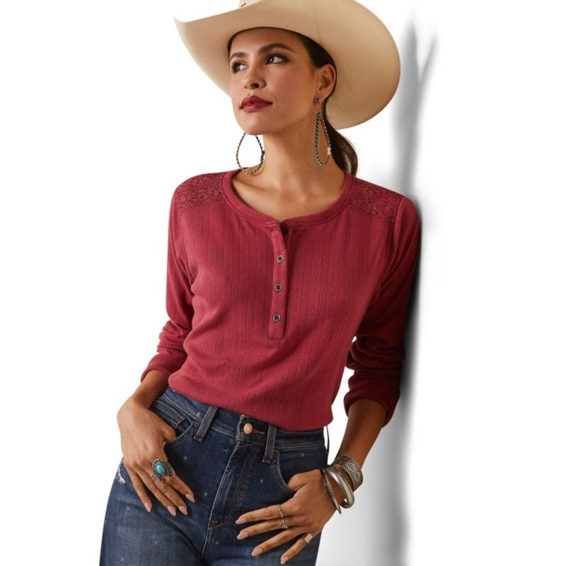 Ariat Ladies Pointelle Henley Top
