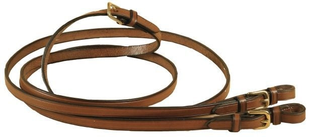Tory English Rein Brass Buckle Bit Ends 5/8X60 Blk