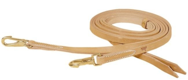 Single Ply Reins - Brass Snaps 5/8in x 7FT Bk/Gry