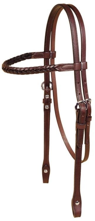 Tory Braided Brow Band Headstall Bk/Gry