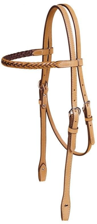 Tory Braided Brow Band Headstall Bk/Gry